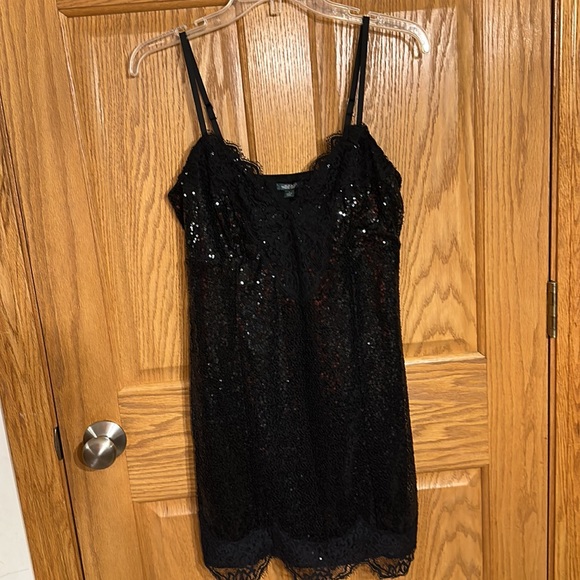 Women's Black Lace Trim Sequin Slip Dress - Wild Fable™- Fully lined - Picture 4 of 12